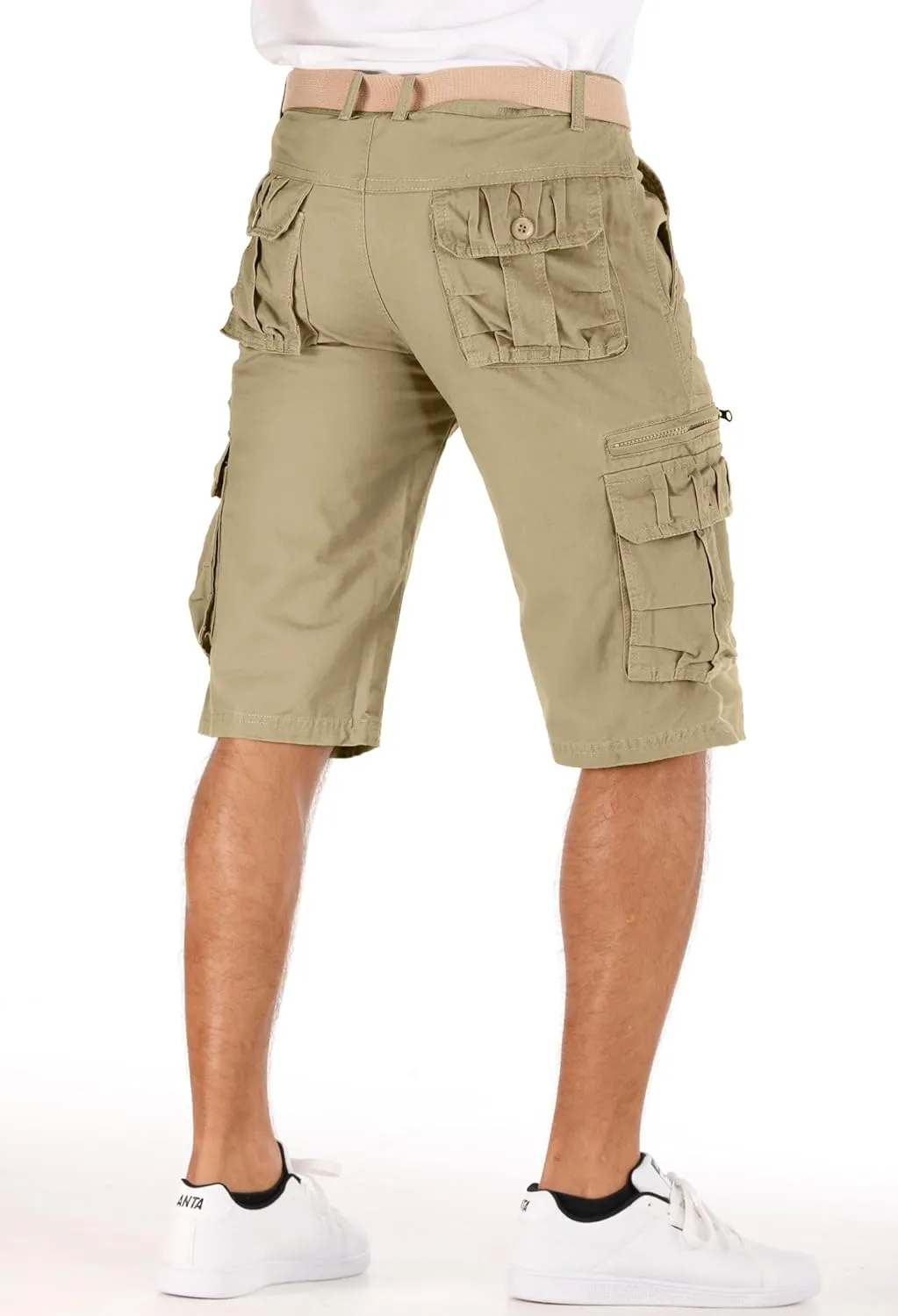 Men's Lightweight Multi Pocket Casual Outdoor Twill Cargo Shorts with Zipper Pockets with 8 Pockets No Belt