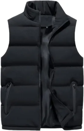 Mens Outdoor Vest Padded Puffer Vest Plus Size Lightweight Down Jacket Sleeveless Zip Up Quilted Gilet Jacket Outwear
