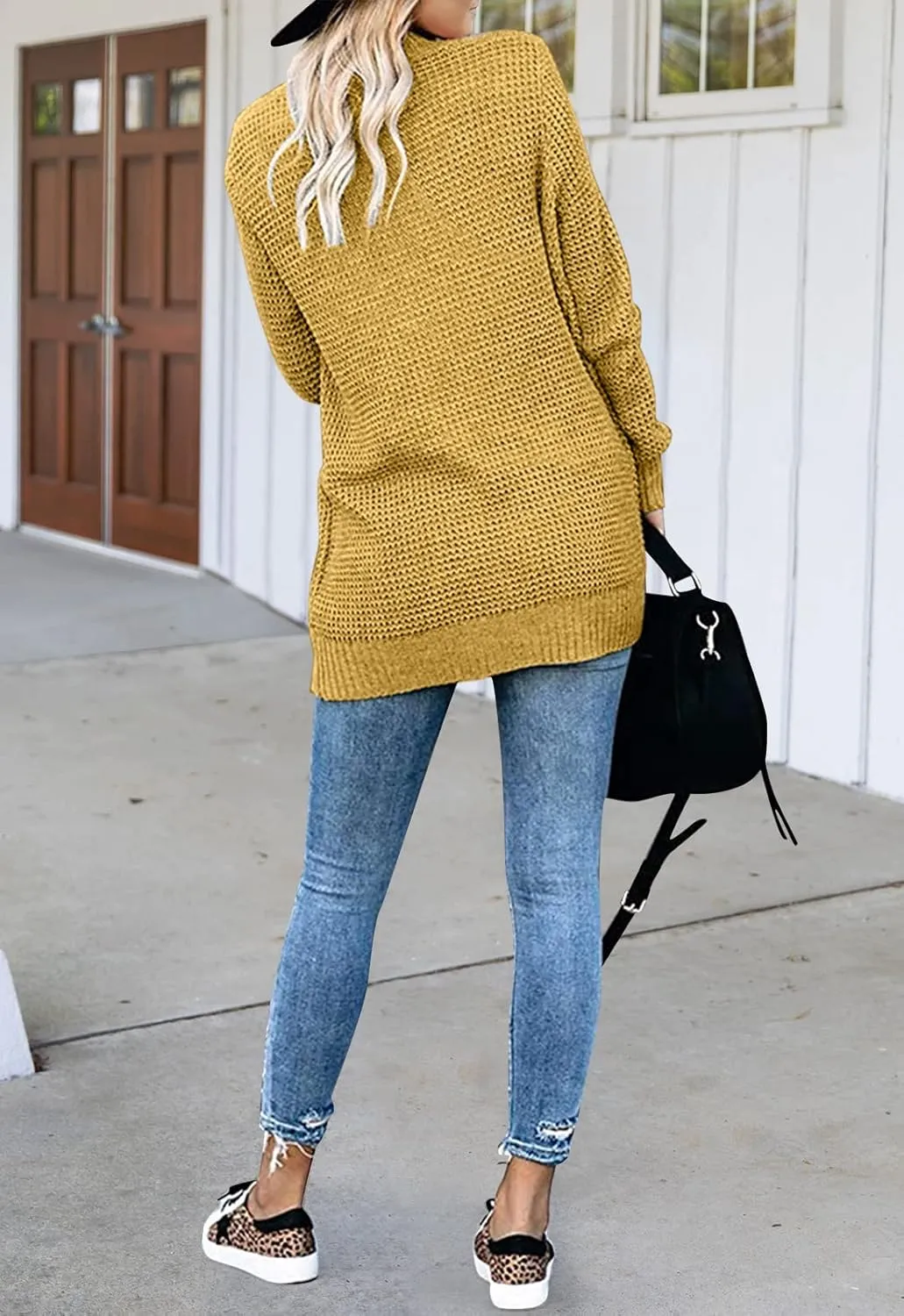MEROKEETY Womens Long Sleeve Open Front Cardigans Chunky Knit Draped Sweaters Outwear