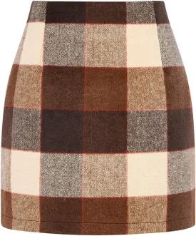 Mywinway Plaid Mini Skirt for Women Fall Winter High Waist A Line Bodycon Pencil Fall Skirts