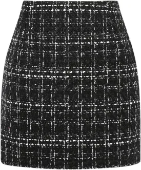 Mywinway Plaid Mini Skirt for Women Fall Winter High Waist A Line Bodycon Pencil Fall Skirts