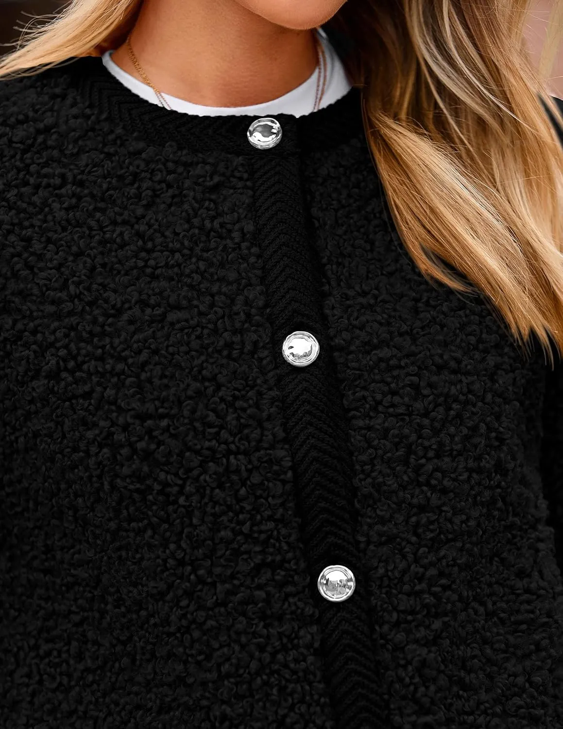 PRETTYGARDEN Women's Faux Fur Shearling Coat Fuzzy Fleece Button Up Trendy Fall Winter Cropped Jackets Outerwear