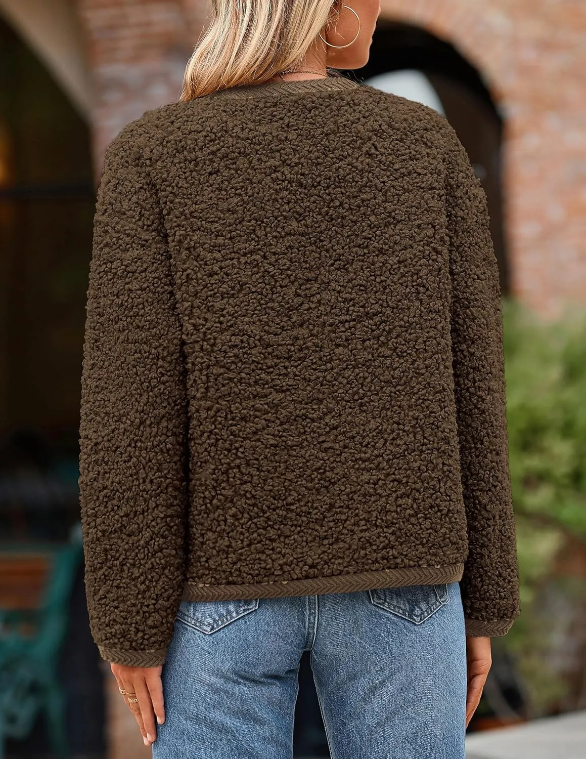 PRETTYGARDEN Women's Faux Fur Shearling Coat Fuzzy Fleece Button Up Trendy Fall Winter Cropped Jackets Outerwear