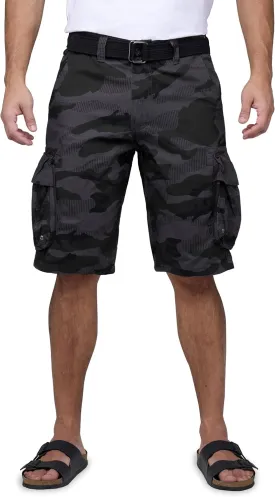 RAW X Mens Belted Cargo Shorts, Relaxed Fit Casual Knee Length Cargo Shorts for Men (Big and Tall Shorts for Men)