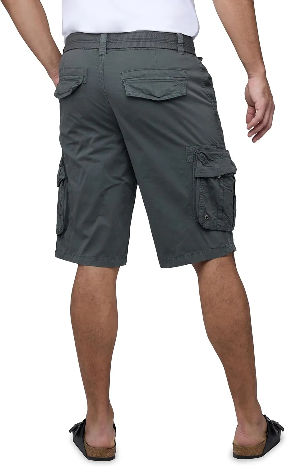 RAW X Mens Belted Cargo Shorts, Relaxed Fit Casual Knee Length Cargo Shorts for Men (Big and Tall Shorts for Men)