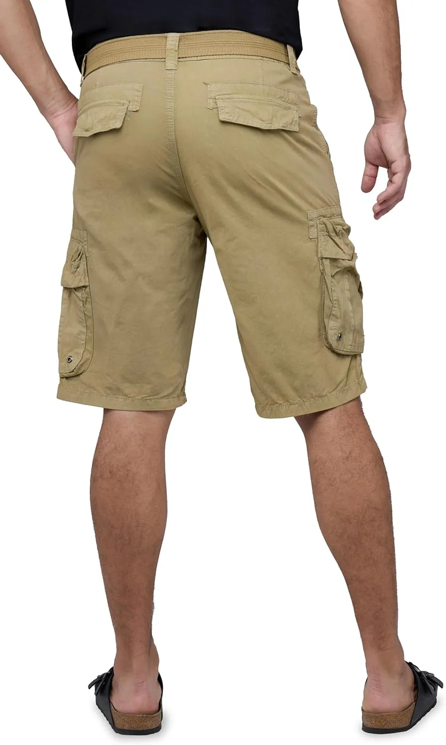 RAW X Mens Belted Cargo Shorts, Relaxed Fit Casual Knee Length Cargo Shorts for Men (Big and Tall Shorts for Men)