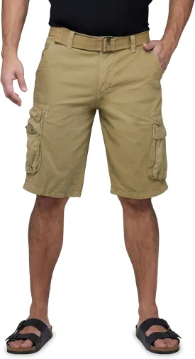 RAW X Mens Belted Cargo Shorts, Relaxed Fit Casual Knee Length Cargo Shorts for Men (Big and Tall Shorts for Men)