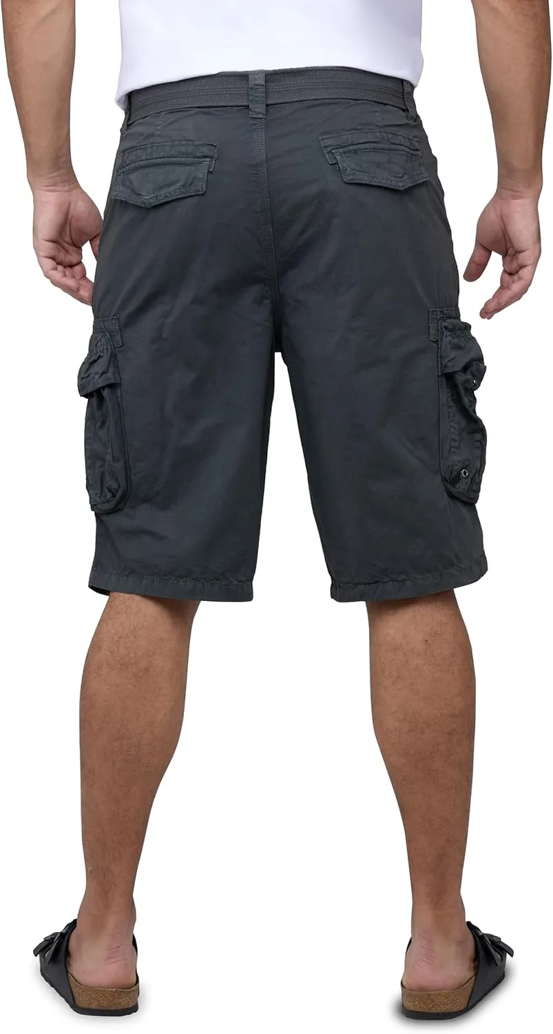 RAW X Mens Belted Cargo Shorts, Relaxed Fit Casual Knee Length Cargo Shorts for Men (Big and Tall Shorts for Men)
