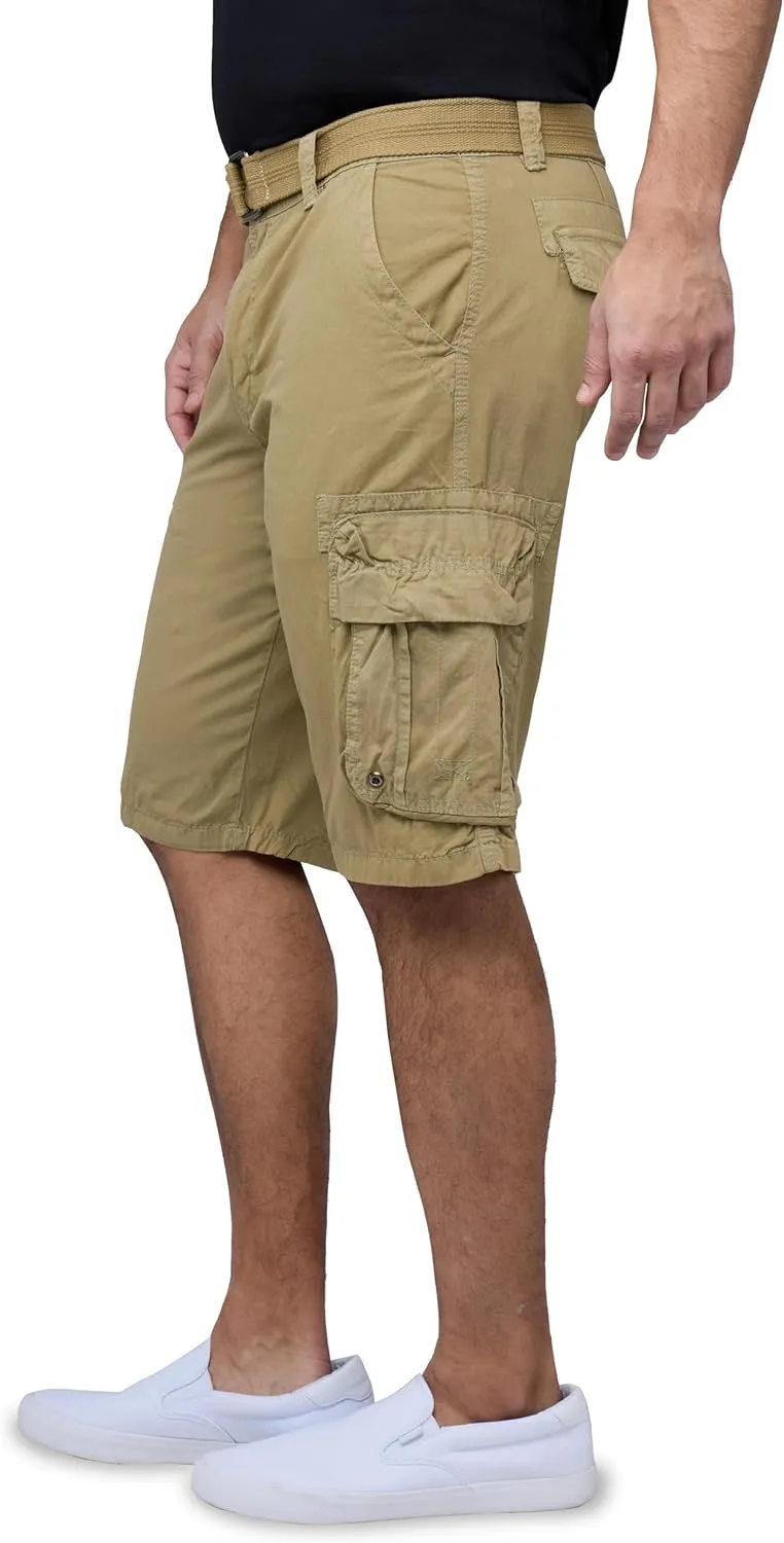 RAW X Mens Belted Cargo Shorts, Relaxed Fit Casual Knee Length Cargo Shorts for Men (Big and Tall Shorts for Men)