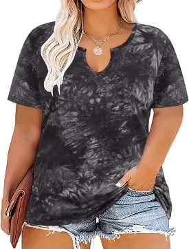 RITERA Plus Size Tops for Women Casual T-Shirt Short Sleeve Round V Neck Tunic Oversized Shirts XL-5XL