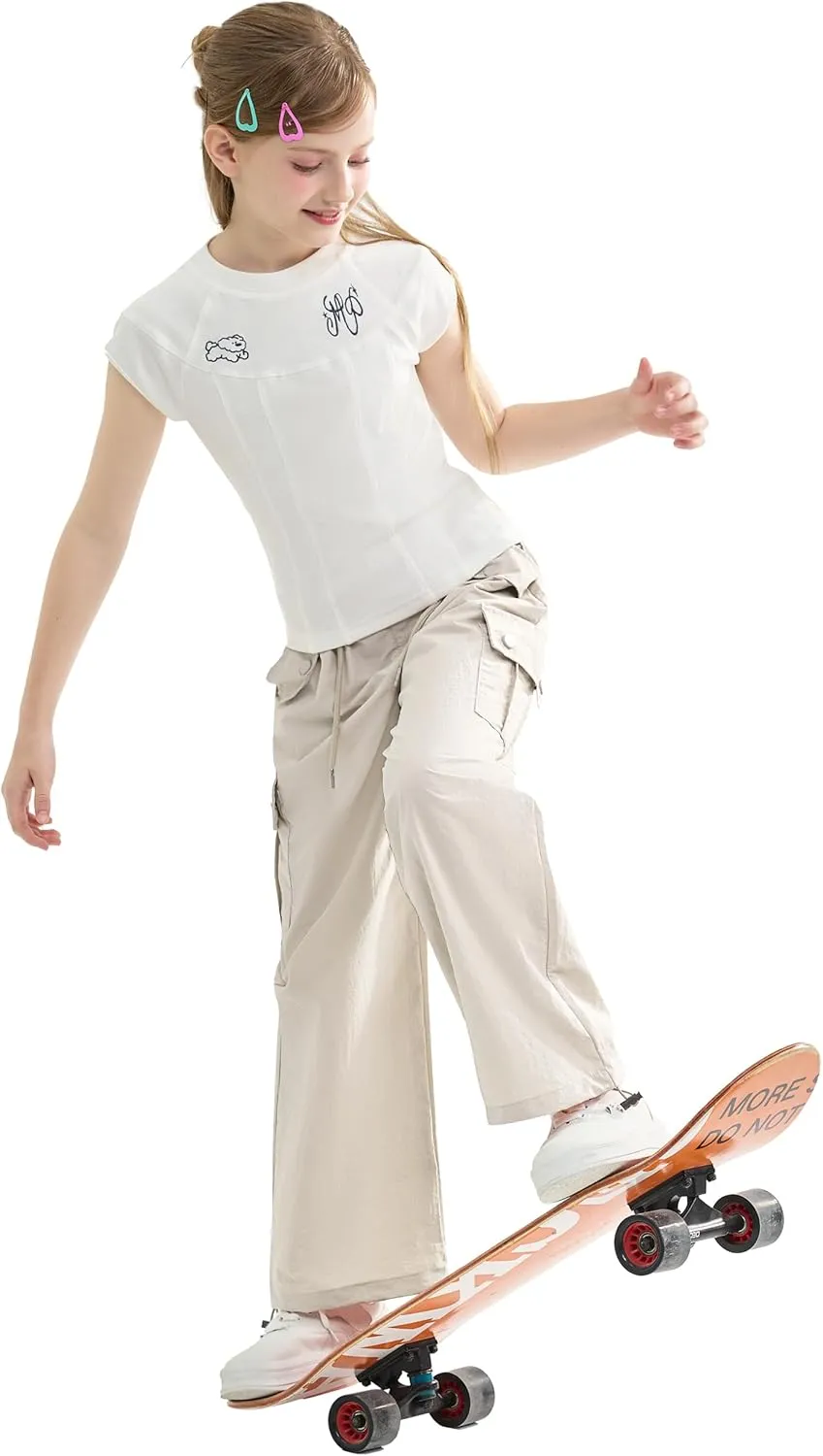 Rolanko Parachute Pants for Girls Y2K Cargo Trousers with Pockets Harajuku Jogger Pants Kids 4-14 Years