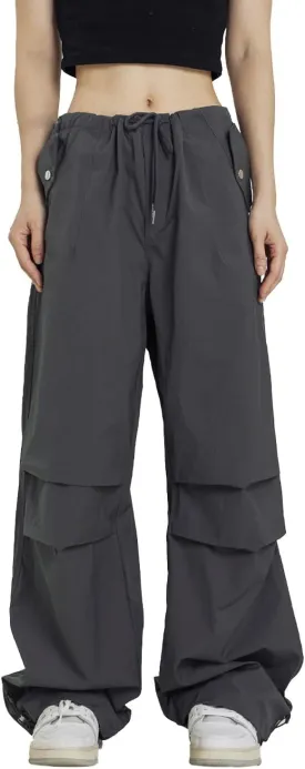 Rolanko Parachute Pants for Girls Y2K Cargo Trousers with Pockets Harajuku Jogger Pants Kids 4-14 Years