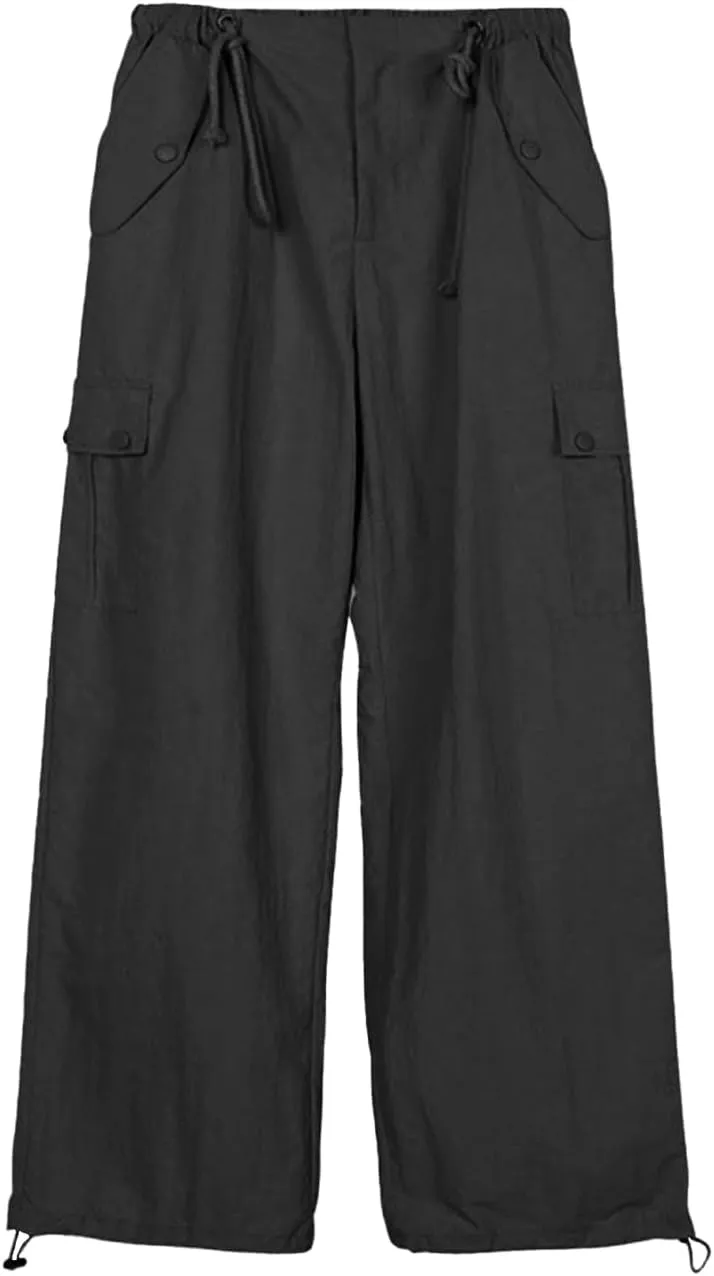 Rolanko Parachute Pants for Girls Y2K Cargo Trousers with Pockets Harajuku Jogger Pants Kids 4-14 Years