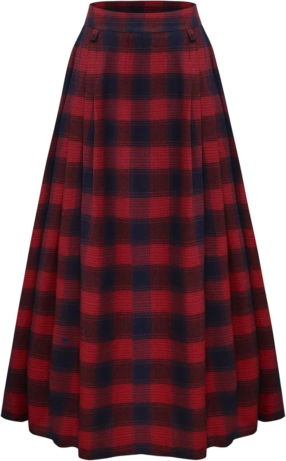 Scarlet Darkness Plaid Skirts for Women High Waist Long Skirt with Pockets