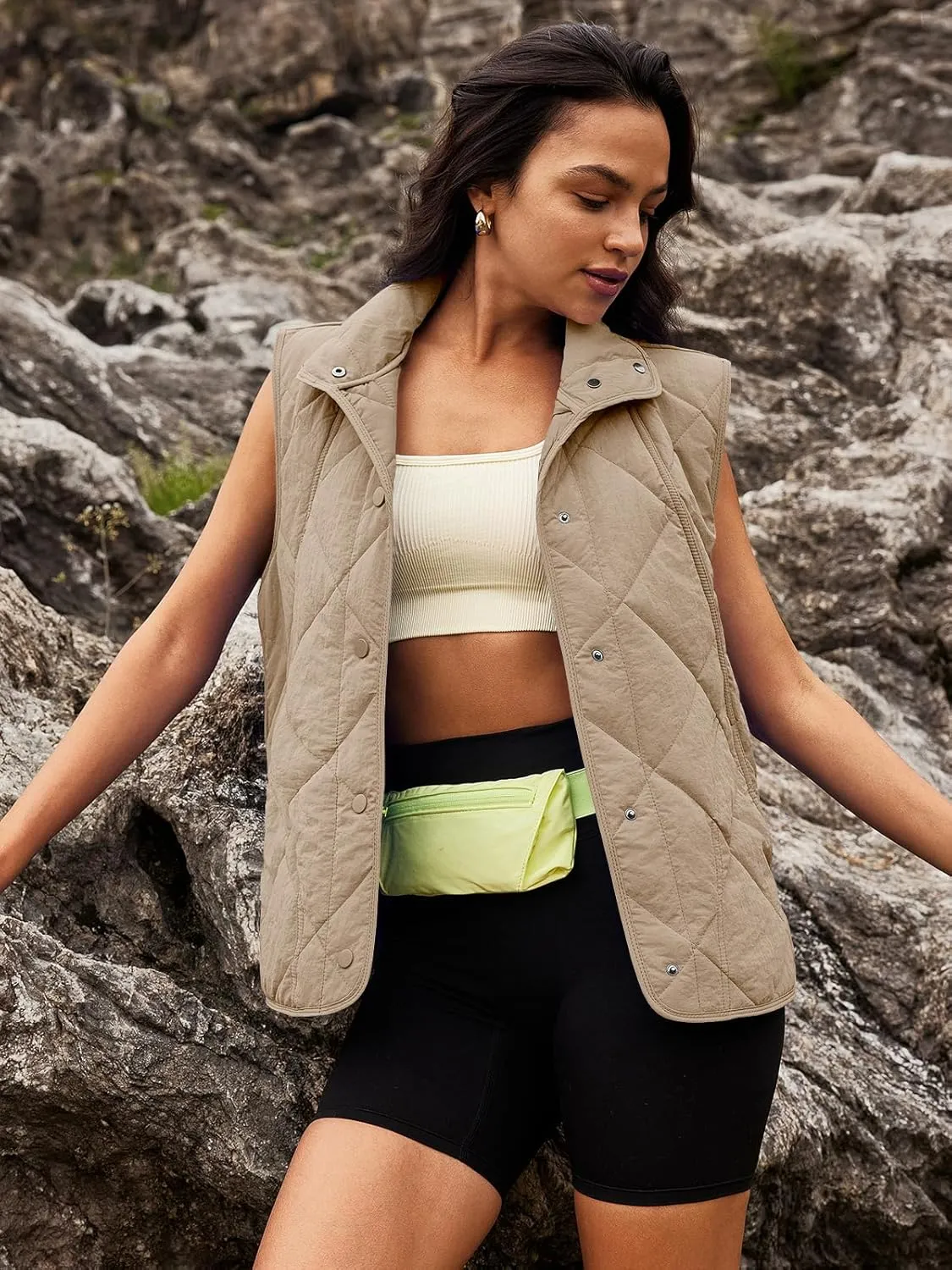 SENSERISE Womens Puffer Vest Quilted Vests Oversized Lightweight Outerwear Padded Jacket Winter Fall Outfits