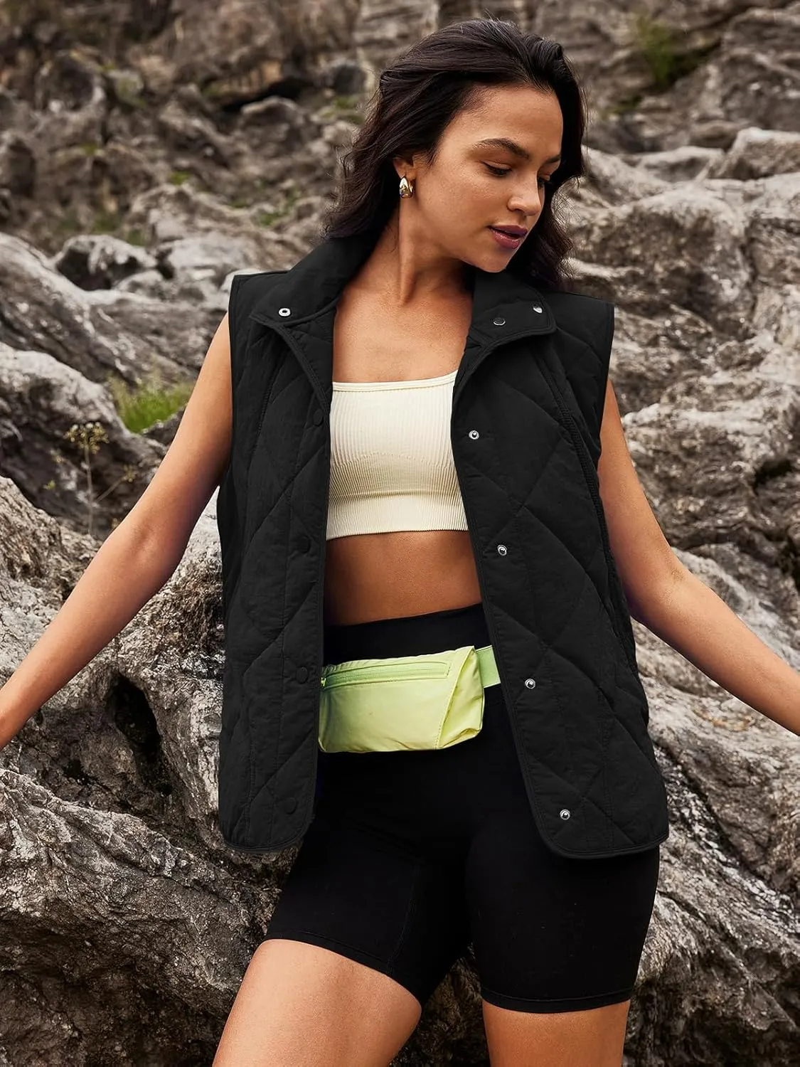 SENSERISE Womens Puffer Vest Quilted Vests Oversized Lightweight Outerwear Padded Jacket Winter Fall Outfits