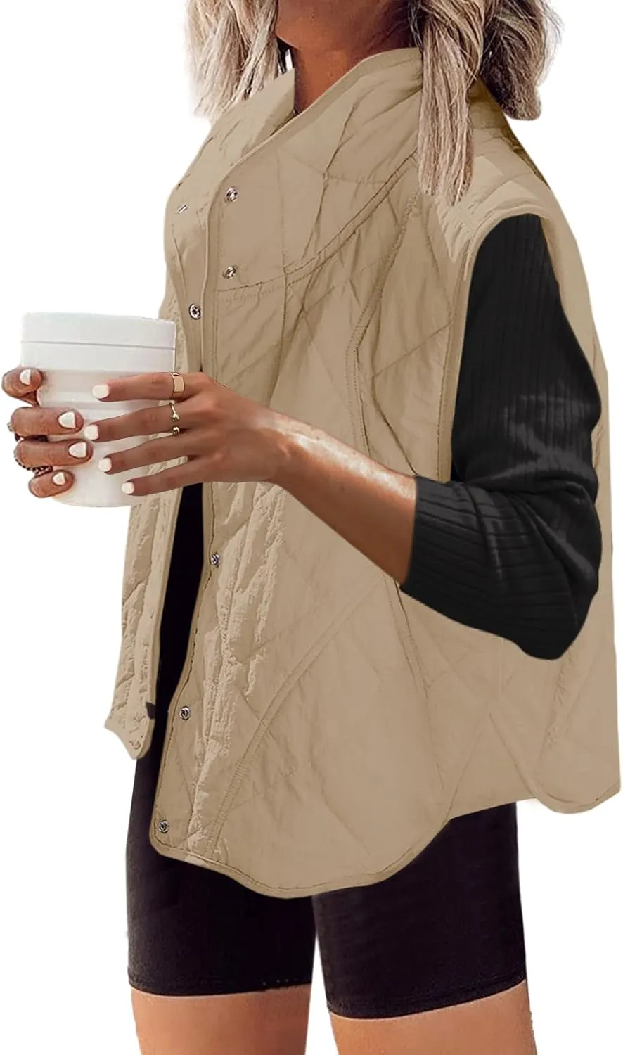 SENSERISE Womens Puffer Vest Quilted Vests Oversized Lightweight Outerwear Padded Jacket Winter Fall Outfits