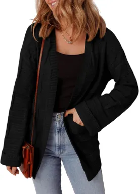 SHEWIN Women's Open Front Lightweight Cardigan Casual Long Sleeve Knit Loose Sweaters Outwear