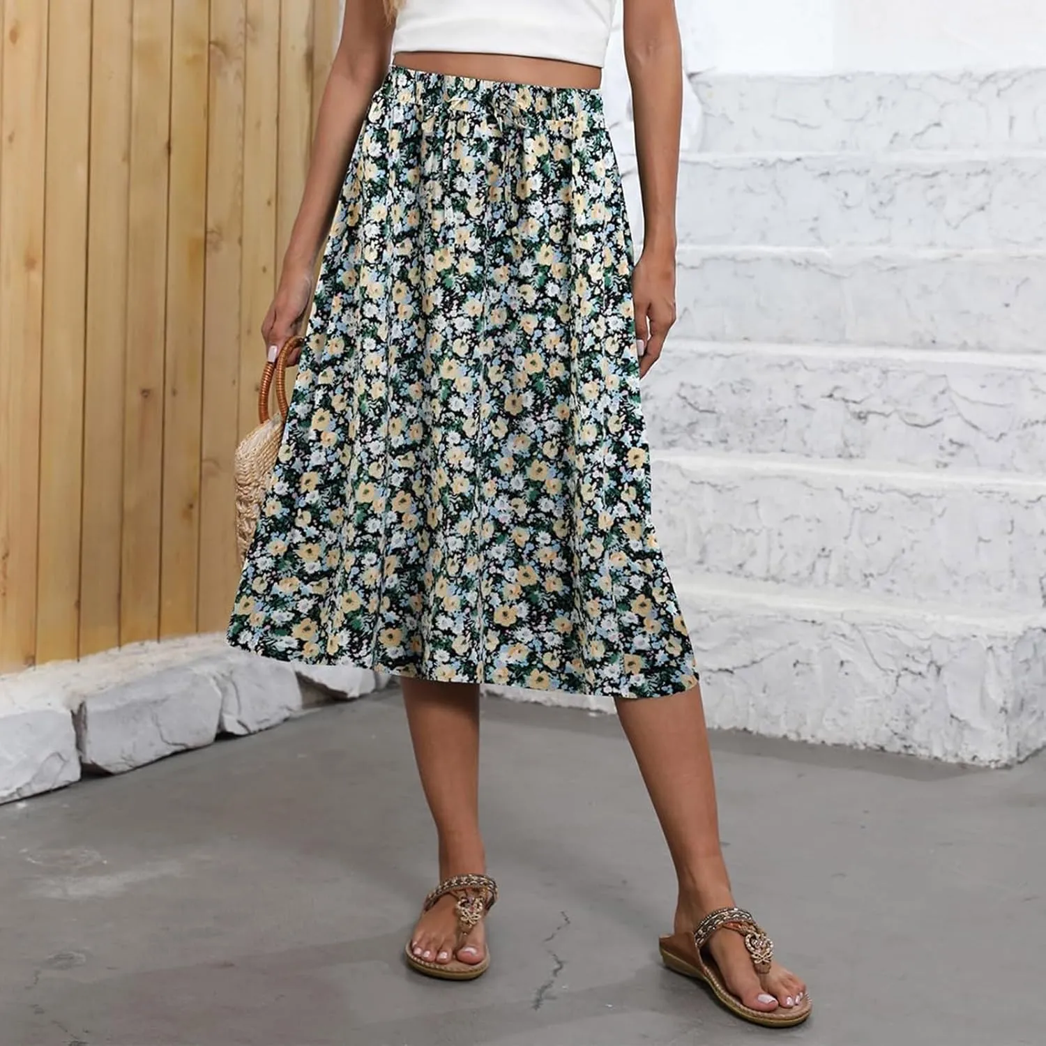 Skirts for Women Trendy 2025 Summer Boho A Line Western Skirt Casual Resort Wear