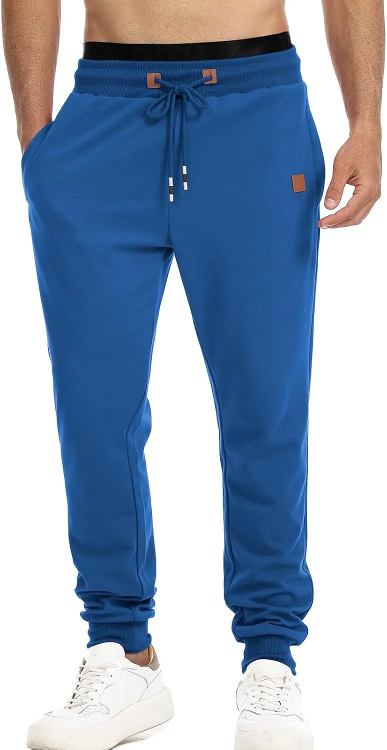 Surenow Men's Athletic Sweatpants Active Workout Jogger Pants for Men with Pockets Tapered Drawstring Gym Running Track Pants