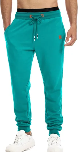 Surenow Men's Athletic Sweatpants Active Workout Jogger Pants for Men with Pockets Tapered Drawstring Gym Running Track Pants