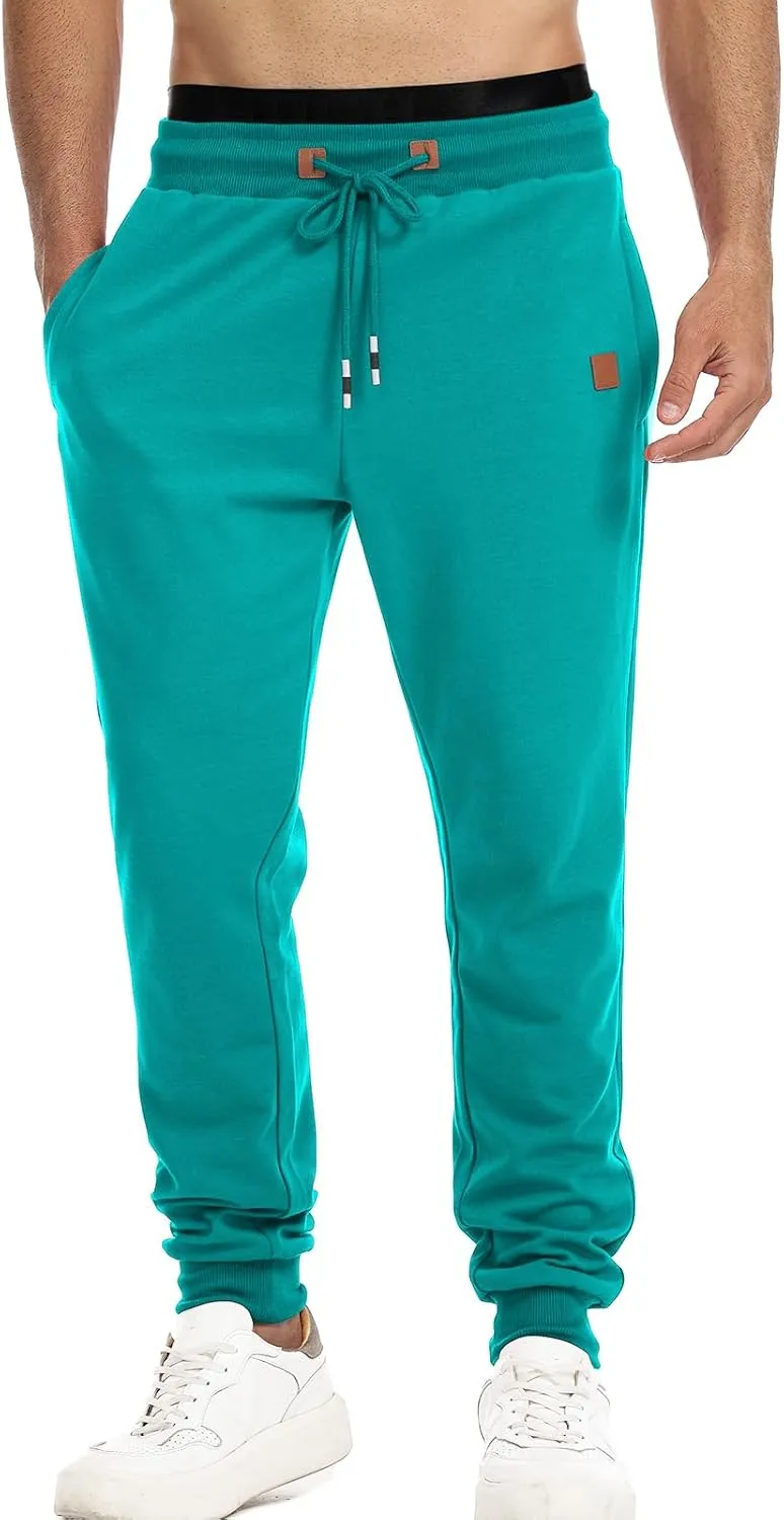 Surenow Men's Athletic Sweatpants Active Workout Jogger Pants for Men with Pockets Tapered Drawstring Gym Running Track Pants