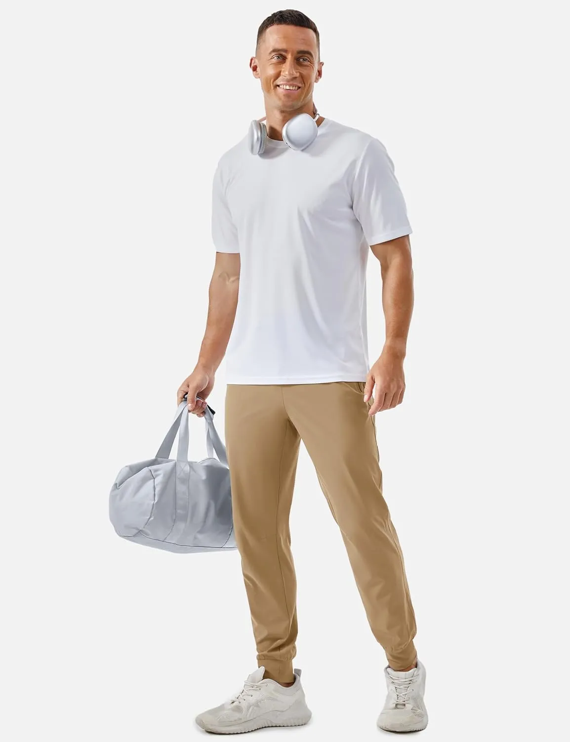 TACVASEN Men's Lightweight Athletic Joggers with Zipper Pockets Quick Dry Track Pants for Men Gym Sweatpants Workout Golf