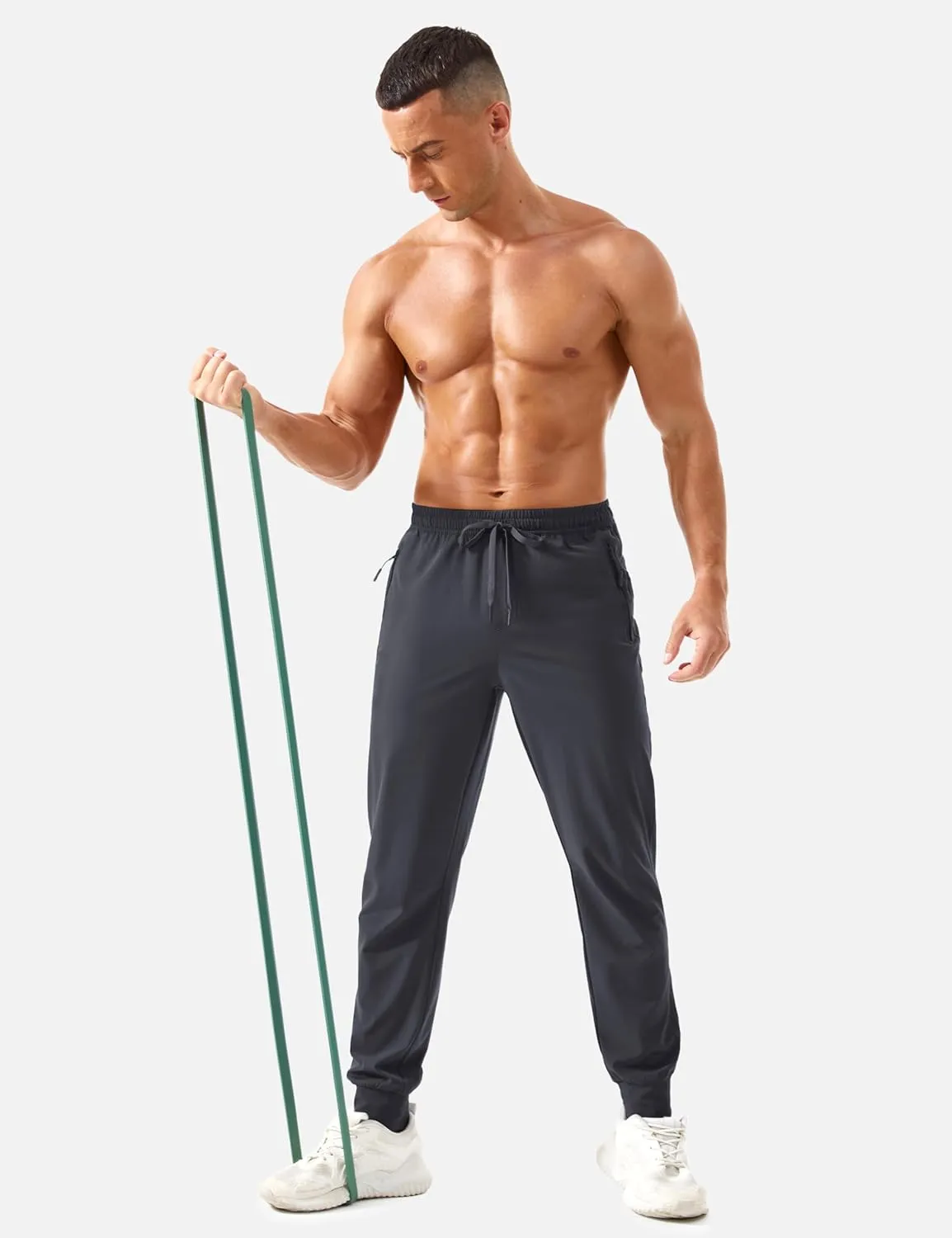 TACVASEN Men's Lightweight Athletic Joggers with Zipper Pockets Quick Dry Track Pants for Men Gym Sweatpants Workout Golf