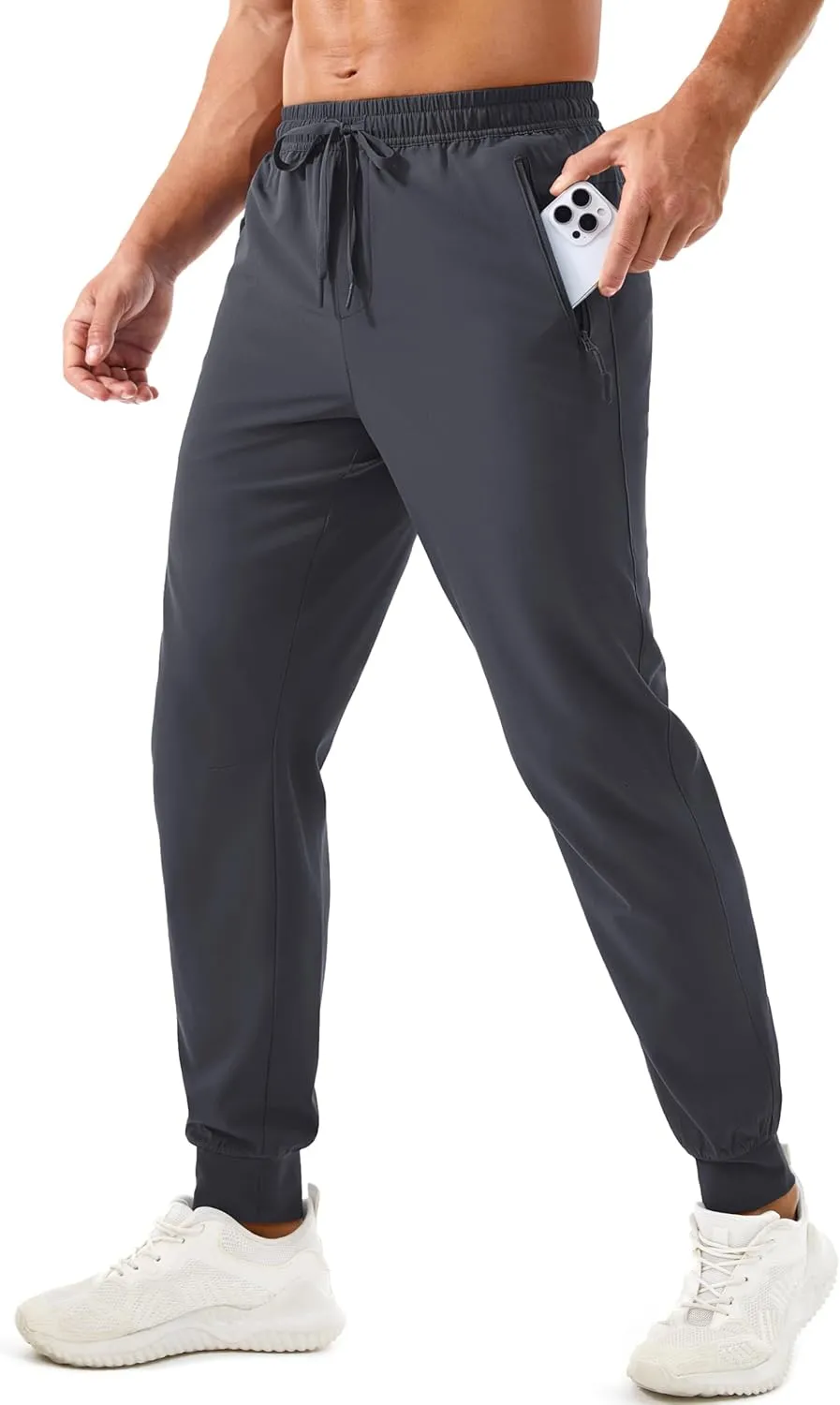 TACVASEN Men's Lightweight Athletic Joggers with Zipper Pockets Quick Dry Track Pants for Men Gym Sweatpants Workout Golf