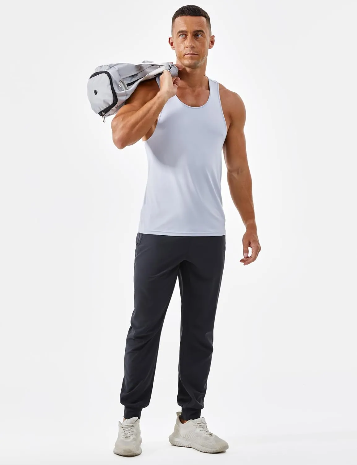 TACVASEN Men's Lightweight Athletic Joggers with Zipper Pockets Quick Dry Track Pants for Men Gym Sweatpants Workout Golf