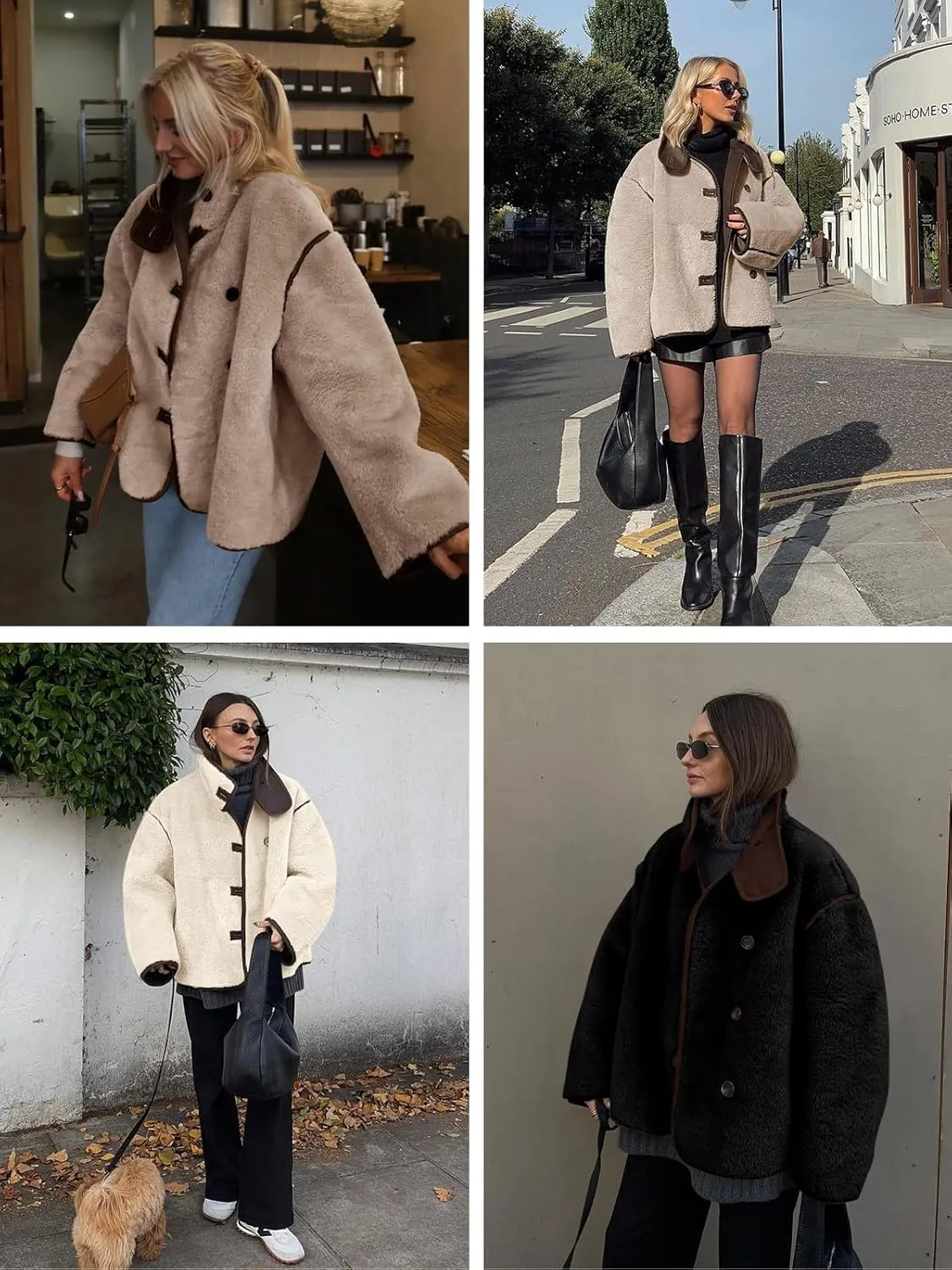 Tankaneo Womens Faux Fur Jackets Warm Winter Casual Button Down Stand Collar Long Sleeve Shaggy Outwear Coats