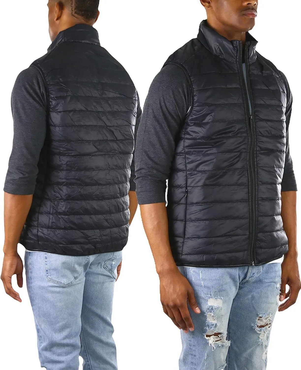 ToBeInStyle Men's Lightweight Layering Insulating Zip Up Puffer Vest