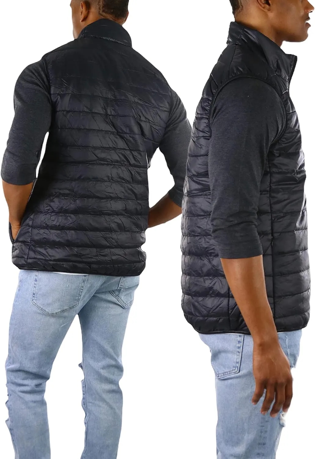 ToBeInStyle Men's Lightweight Layering Insulating Zip Up Puffer Vest