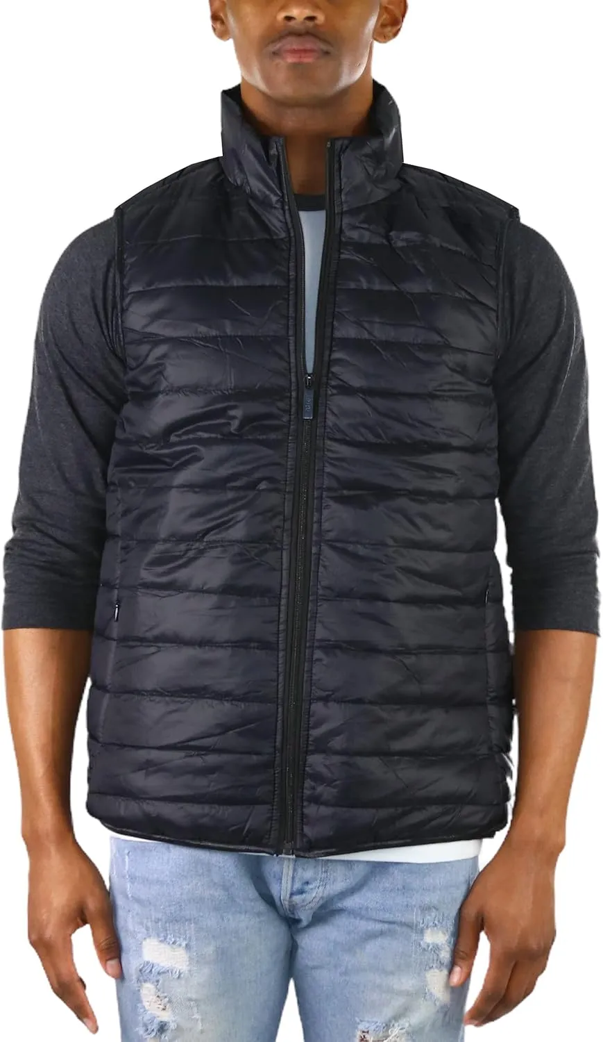ToBeInStyle Men's Lightweight Layering Insulating Zip Up Puffer Vest