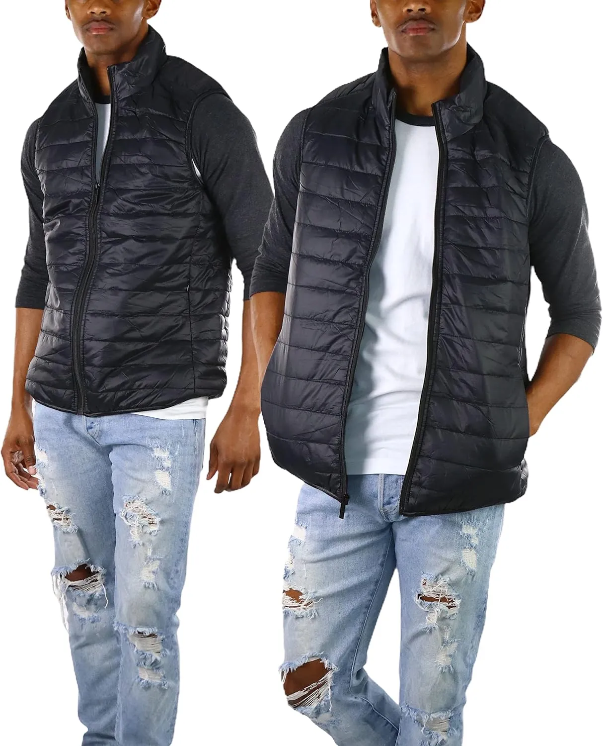 ToBeInStyle Men's Lightweight Layering Insulating Zip Up Puffer Vest