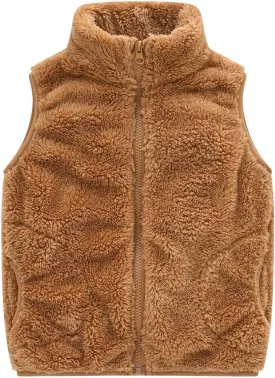 Toddler Baby Boy Girl Fleece Vest Fuzzy Sherpa Sleeveless Waistcoat Fall Winter Faux Fur Jacket Vest with Pockets