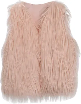 Toddler Kids Girls Faux Fur Coat Vest Spring Winter Warm Thick Waistcoat Christmas Jacket Puffer Quilted Vest Coat
