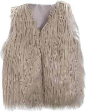 Toddler Kids Girls Faux Fur Coat Vest Spring Winter Warm Thick Waistcoat Christmas Jacket Puffer Quilted Vest Coat