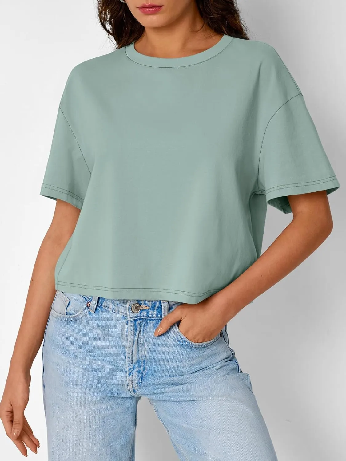 Trendy Queen Womens Crop Tops Oversized Workout Tshirts Short Sleeve Tees Summer Spring 2025 Casual Trendy Fashion Clothes