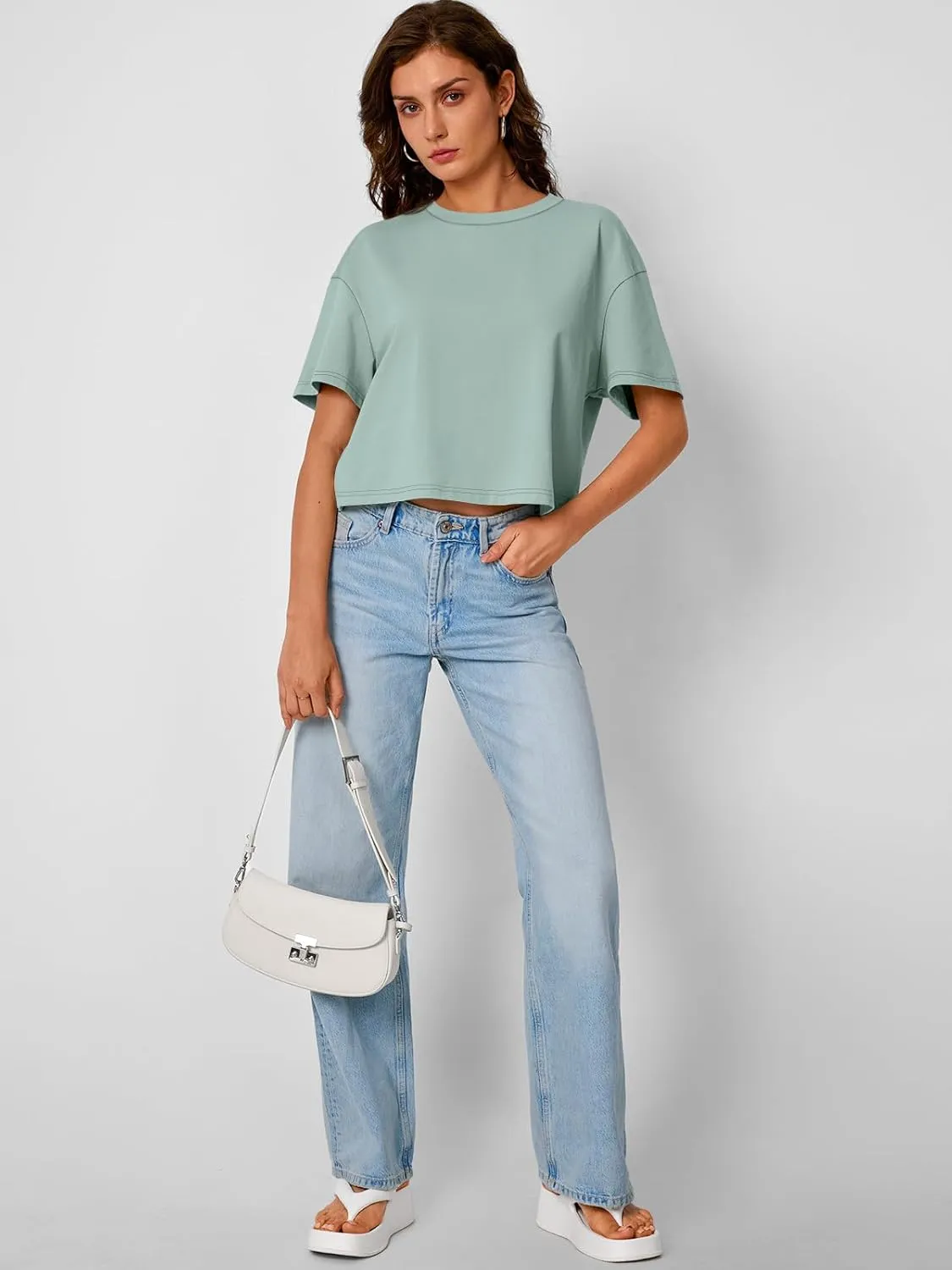 Trendy Queen Womens Crop Tops Oversized Workout Tshirts Short Sleeve Tees Summer Spring 2025 Casual Trendy Fashion Clothes