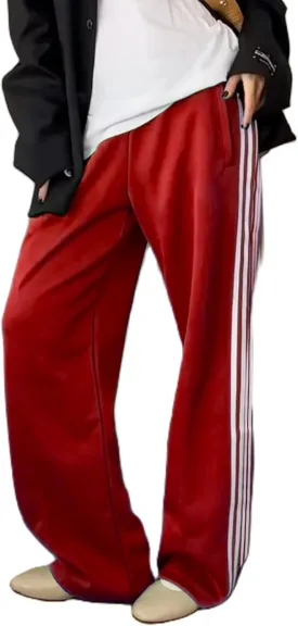UAURORAO Women Y2k Track Pants Baggy Striped Joggers Sweatpants Elastic Waist Color Block Parachute Pants with Pockets