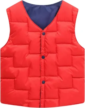 Unisex Soft Puffer Vest Coat Toddler Boys Girls Solid Sleeveless Button Up Warm Fall Winter Waistcoat Down Jacket