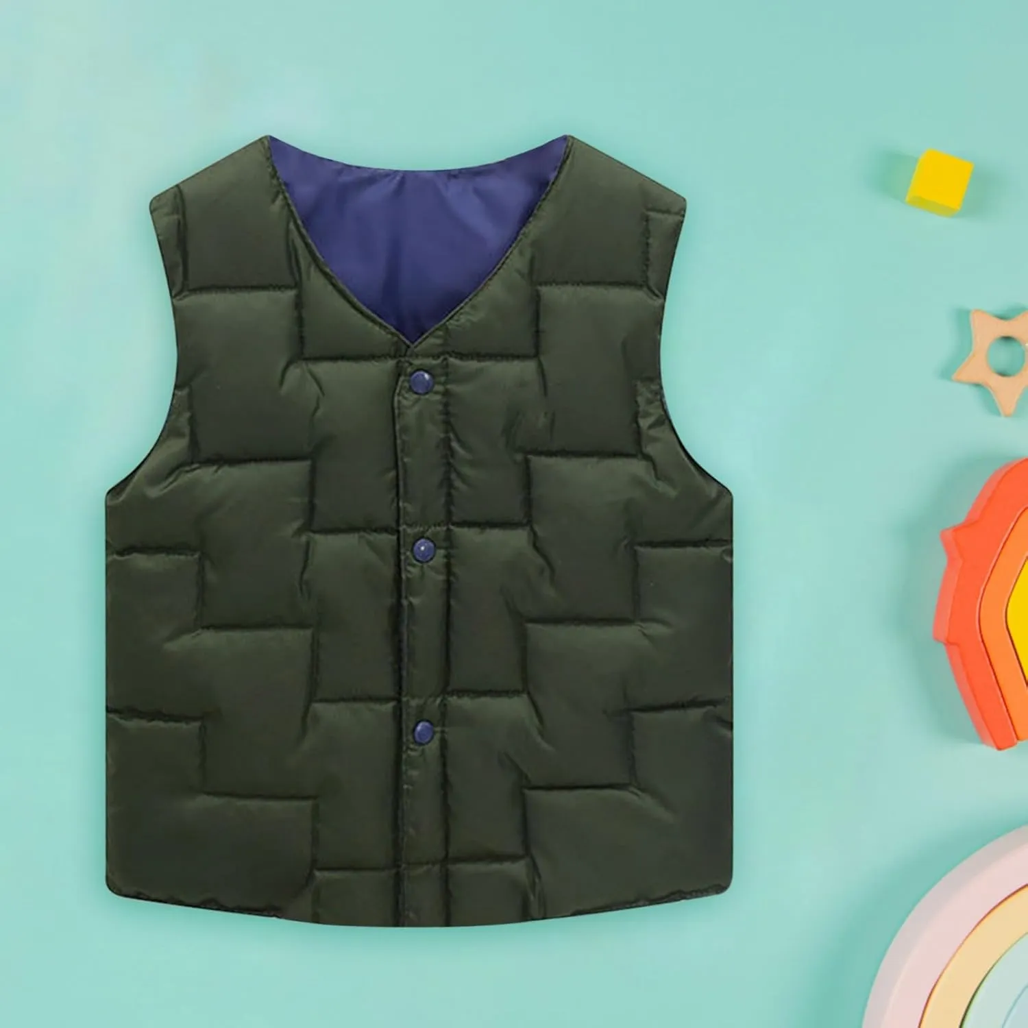 Unisex Soft Puffer Vest Coat Toddler Boys Girls Solid Sleeveless Button Up Warm Fall Winter Waistcoat Down Jacket