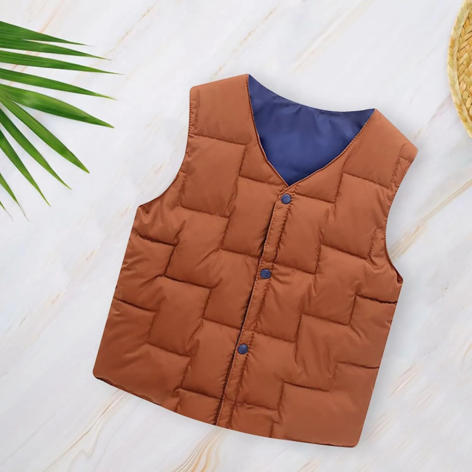 Unisex Soft Puffer Vest Coat Toddler Boys Girls Solid Sleeveless Button Up Warm Fall Winter Waistcoat Down Jacket