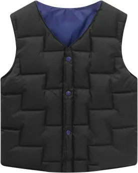 Unisex Soft Puffer Vest Coat Toddler Boys Girls Solid Sleeveless Button Up Warm Fall Winter Waistcoat Down Jacket