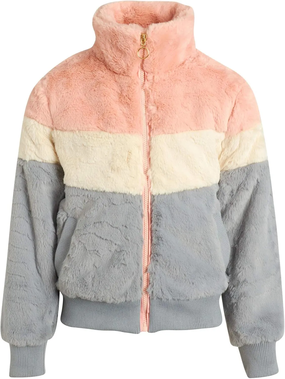 URBAN REPUBLIC Girls' Winter Coat - Zip Up Warm Plush Faux Fur Teddy Dress Coat and Bomber Jacket for Girls (Sizes: 4-16)