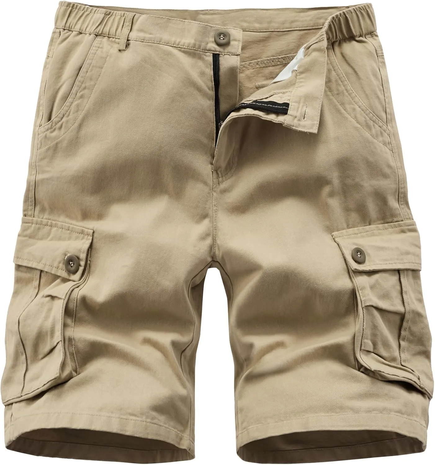 Vcansion Men's Cargo Shorts Casual Cotton Multi-Pockets Elastic Waist Camo Shorts