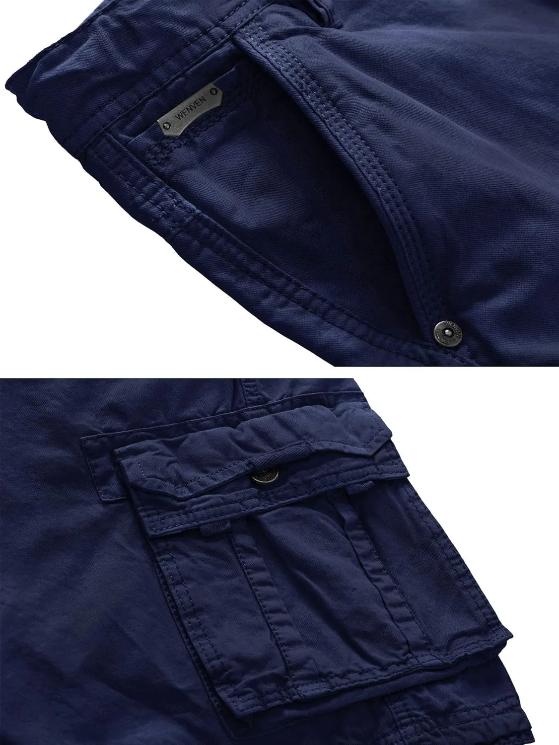 WenVen Men's Cotton Twill Cargo Shorts Classic Relaxed Fit- Reg and Big & Tall Sizes