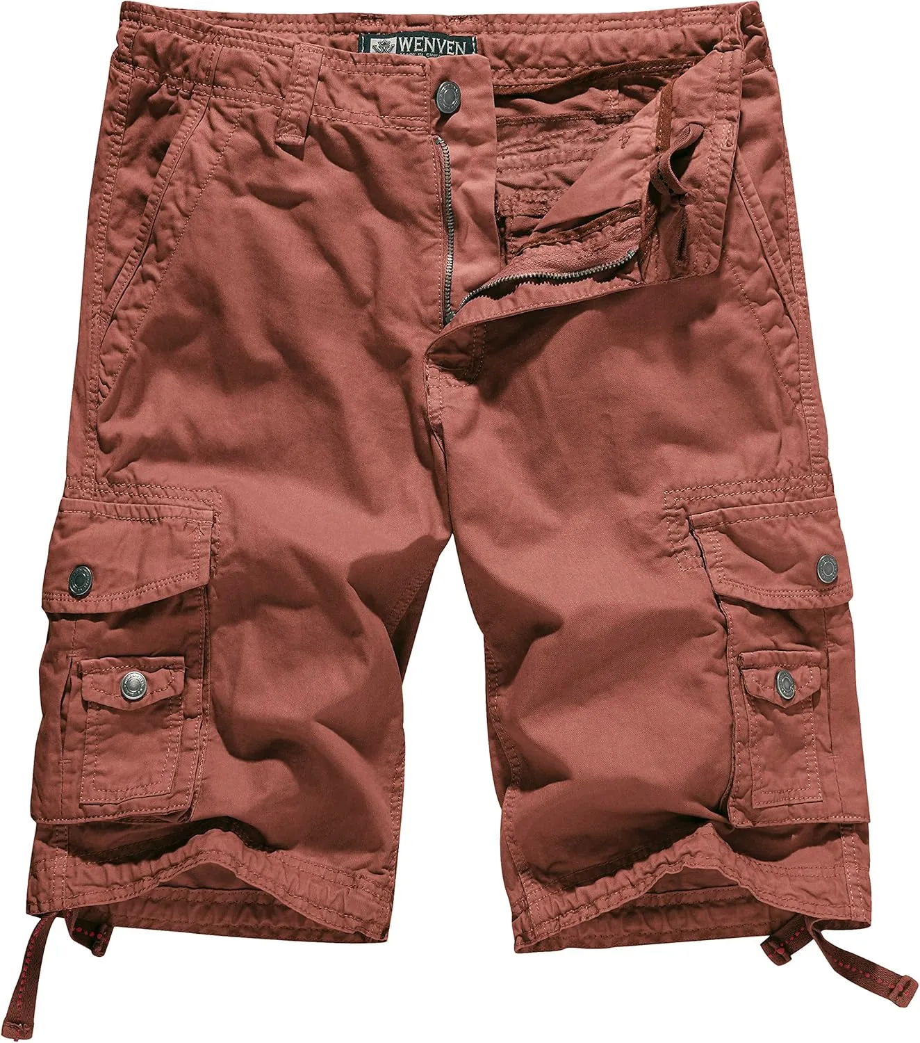 WenVen Men's Cotton Twill Cargo Shorts Classic Relaxed Fit- Reg and Big & Tall Sizes