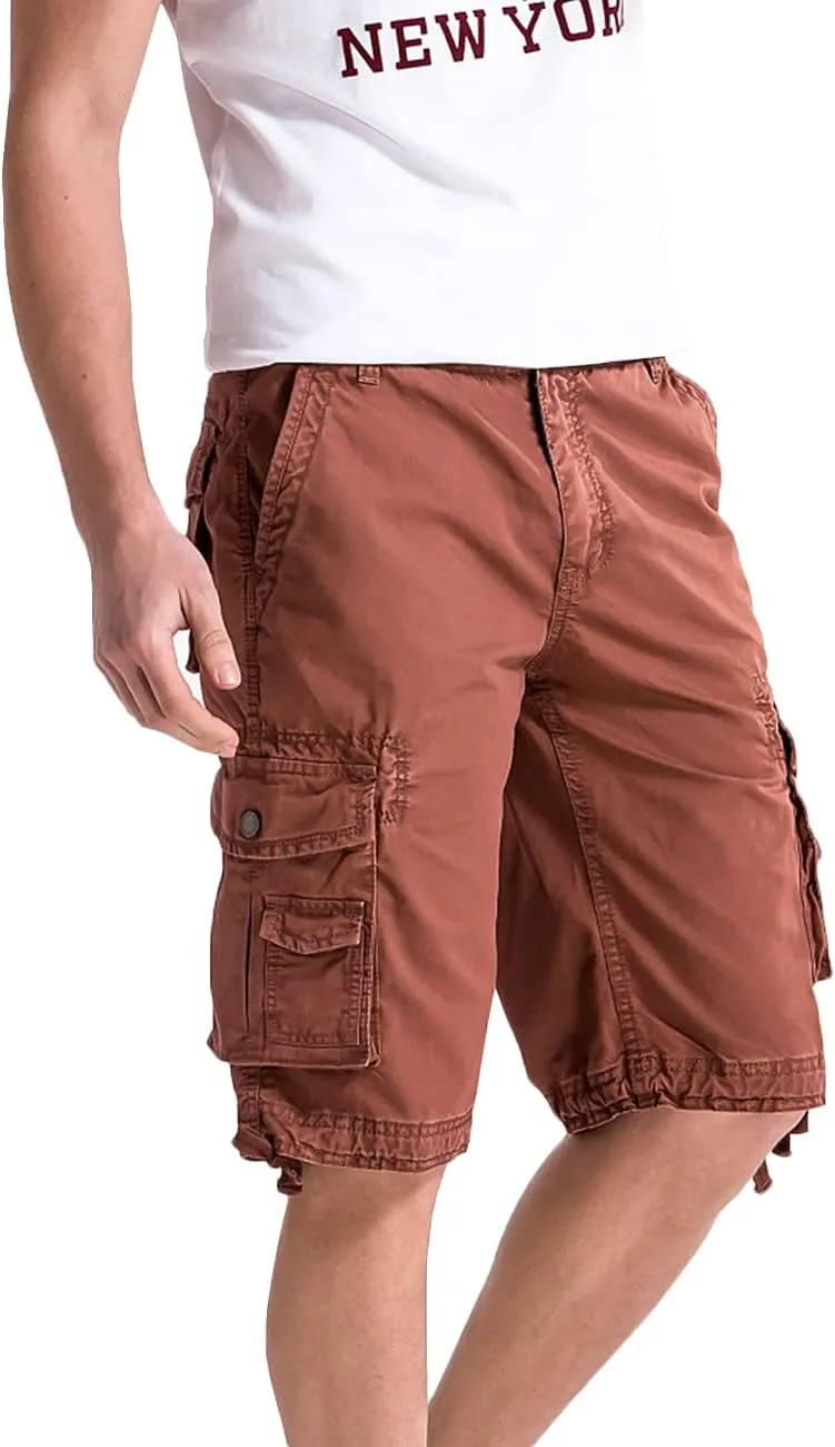 WenVen Men's Cotton Twill Cargo Shorts Classic Relaxed Fit- Reg and Big & Tall Sizes